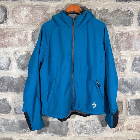 Loki‎ Gear Blue Hooded Softshell Fleece Jacket 1X Women’s Outdoor Zip Up Coat - Picture 1 of 16